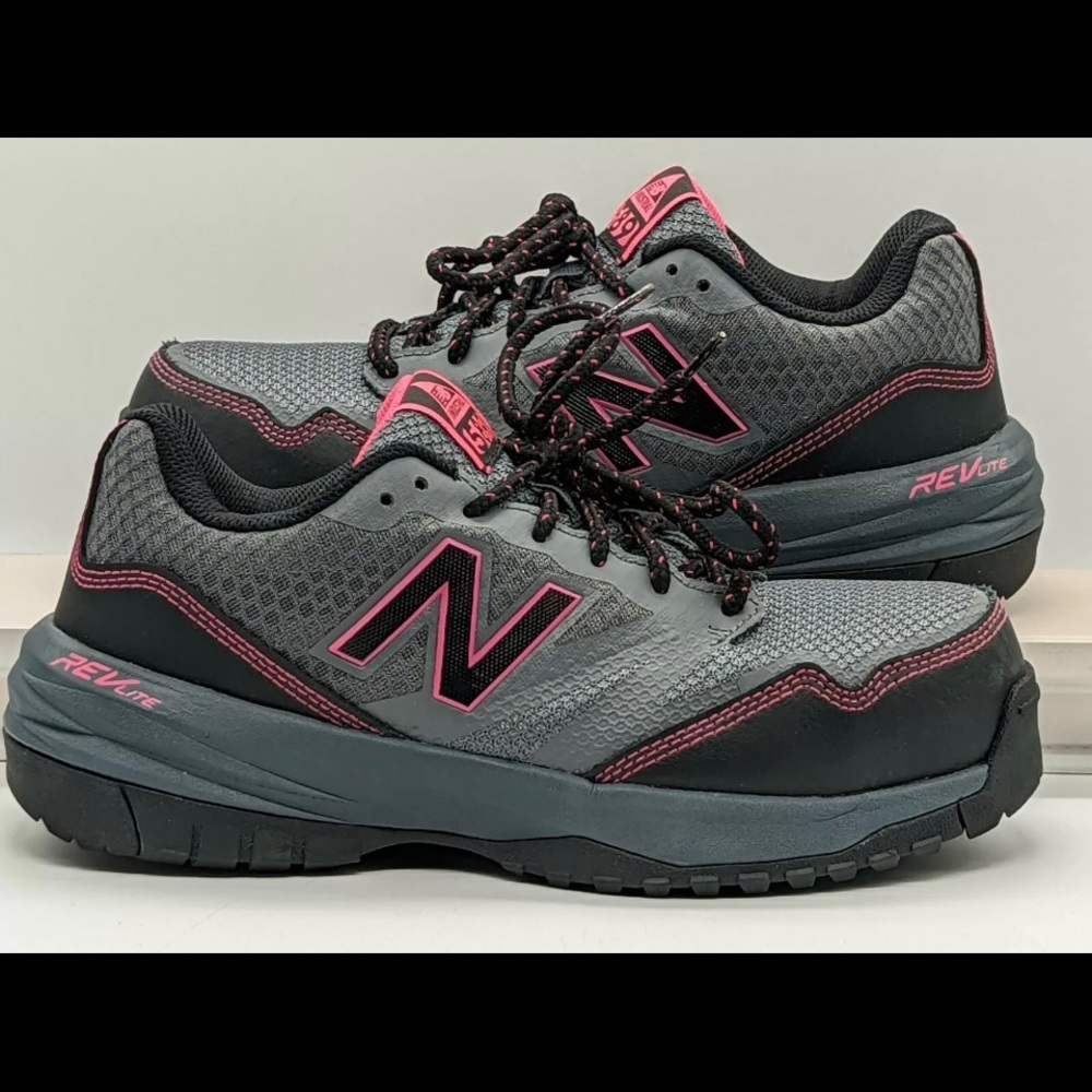 New Balance Women's 589 Composite Toe Work Shoes Slip Resistant Gray Pink 7.5